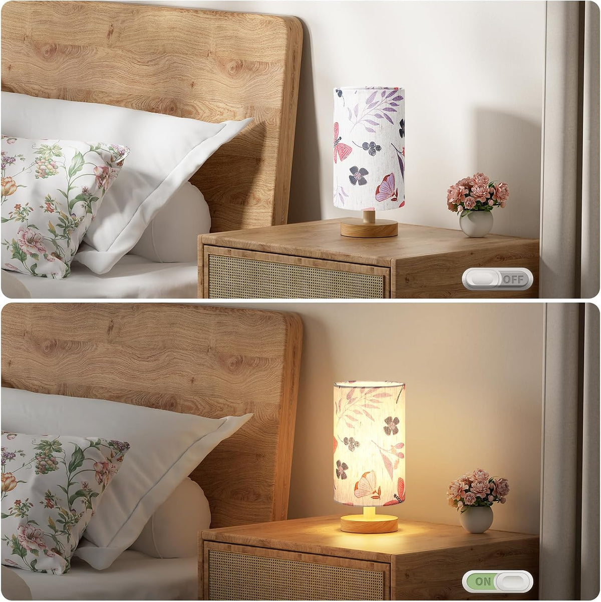 Fenmzee 9" Small Table Lamp for Bedroom - Inline Control with 3000K Bulb