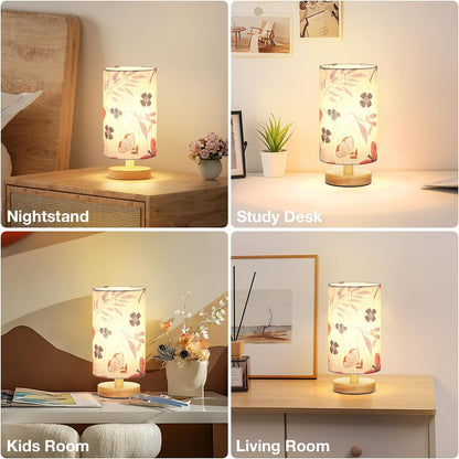 Fenmzee 9" Small Table Lamp for Bedroom - Inline Control with 3000K Bulb