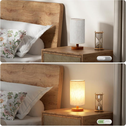 Fenmzee 9" Small Table Lamp for Bedroom - Inline Control with 3000K Bulb