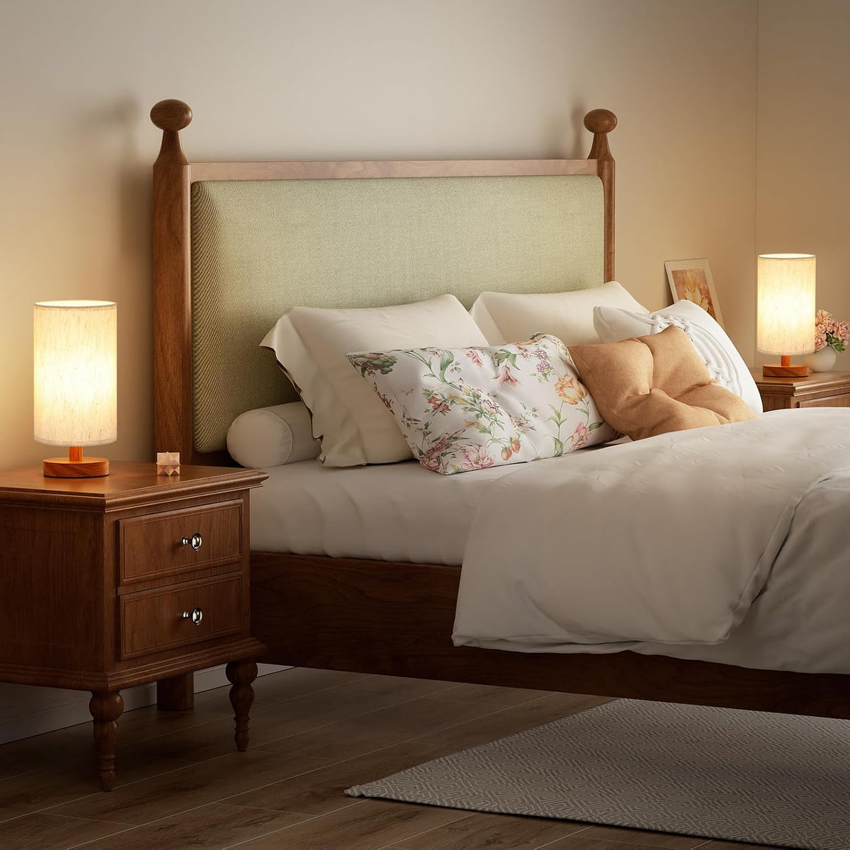 Fenmzee 9" Small Table Lamp for Bedroom - Inline Control with 3000K Bulb