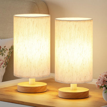 Fenmzee 9" Small Table Lamp for Bedroom - Inline Control with 3000K Bulb