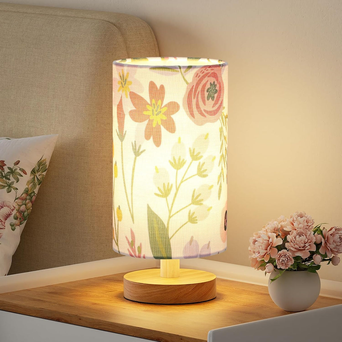 Fenmzee 9" Small Table Lamp for Bedroom - Inline Control with 3000K Bulb