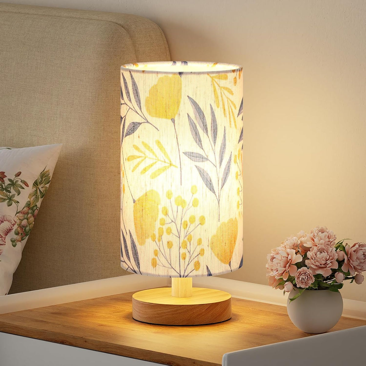 Fenmzee 9" Small Table Lamp for Bedroom - Inline Control with 3000K Bulb