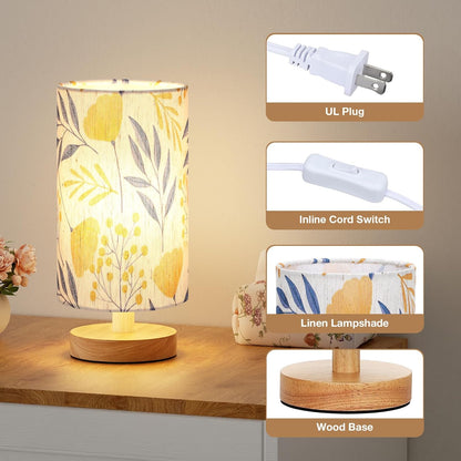 Fenmzee 9" Small Table Lamp for Bedroom - Inline Control with 3000K Bulb