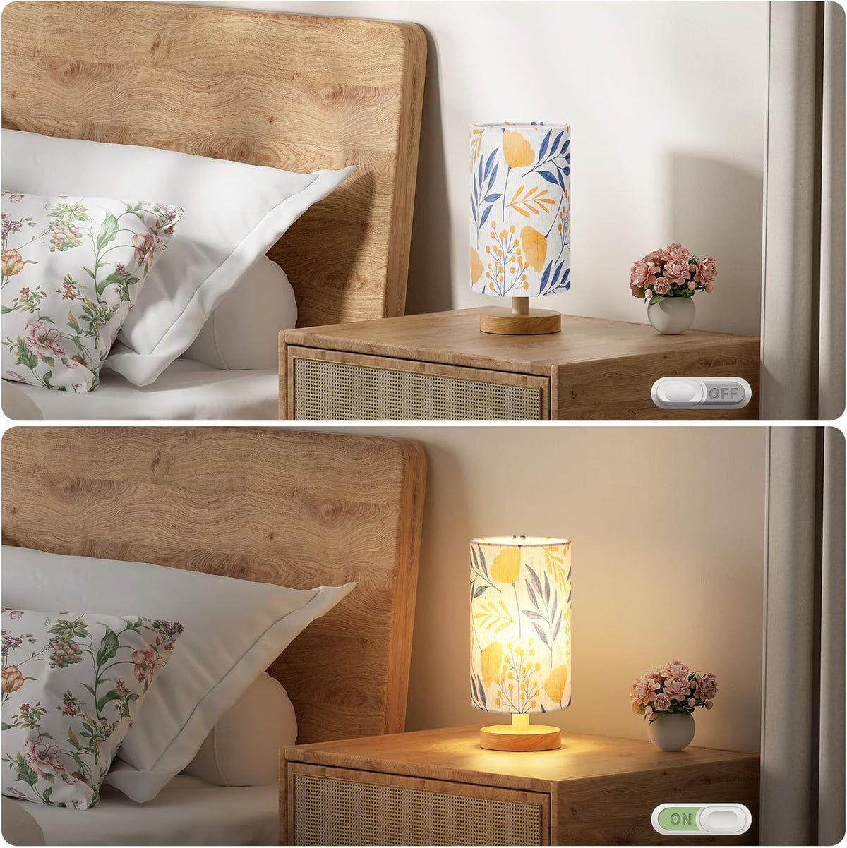 Fenmzee 9" Small Table Lamp for Bedroom - Inline Control with 3000K Bulb