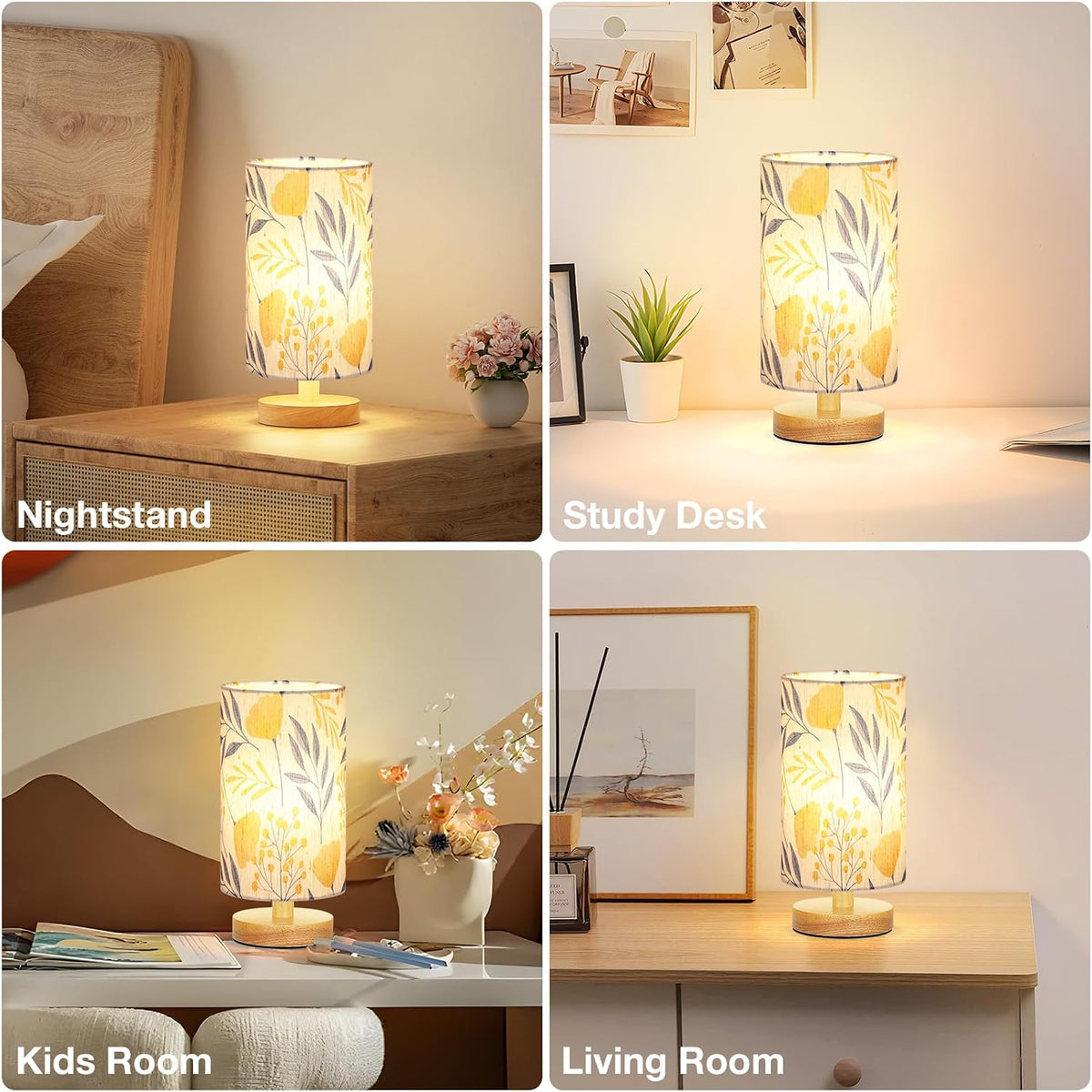 Fenmzee 9" Small Table Lamp for Bedroom - Inline Control with 3000K Bulb