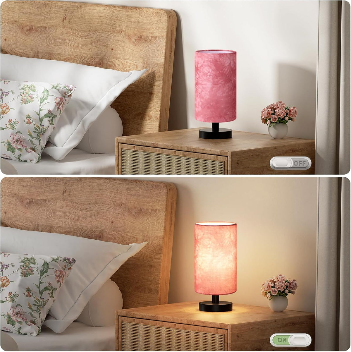 Fenmzee 9" Small Table Lamp for Bedroom - Inline Control with 3000K Bulb