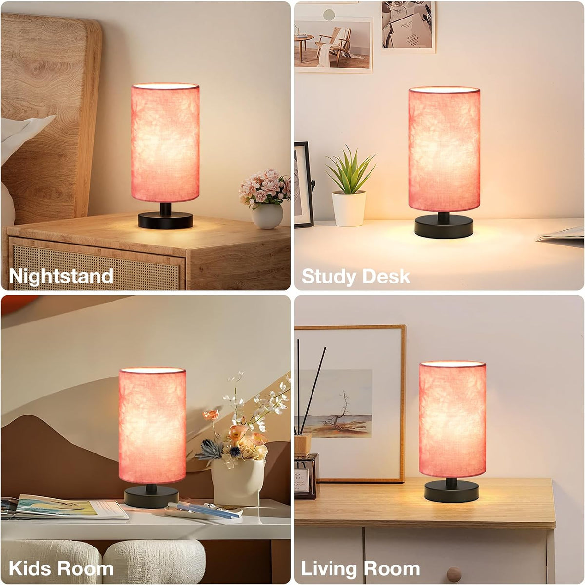 Fenmzee 9" Small Table Lamp for Bedroom - Inline Control with 3000K Bulb