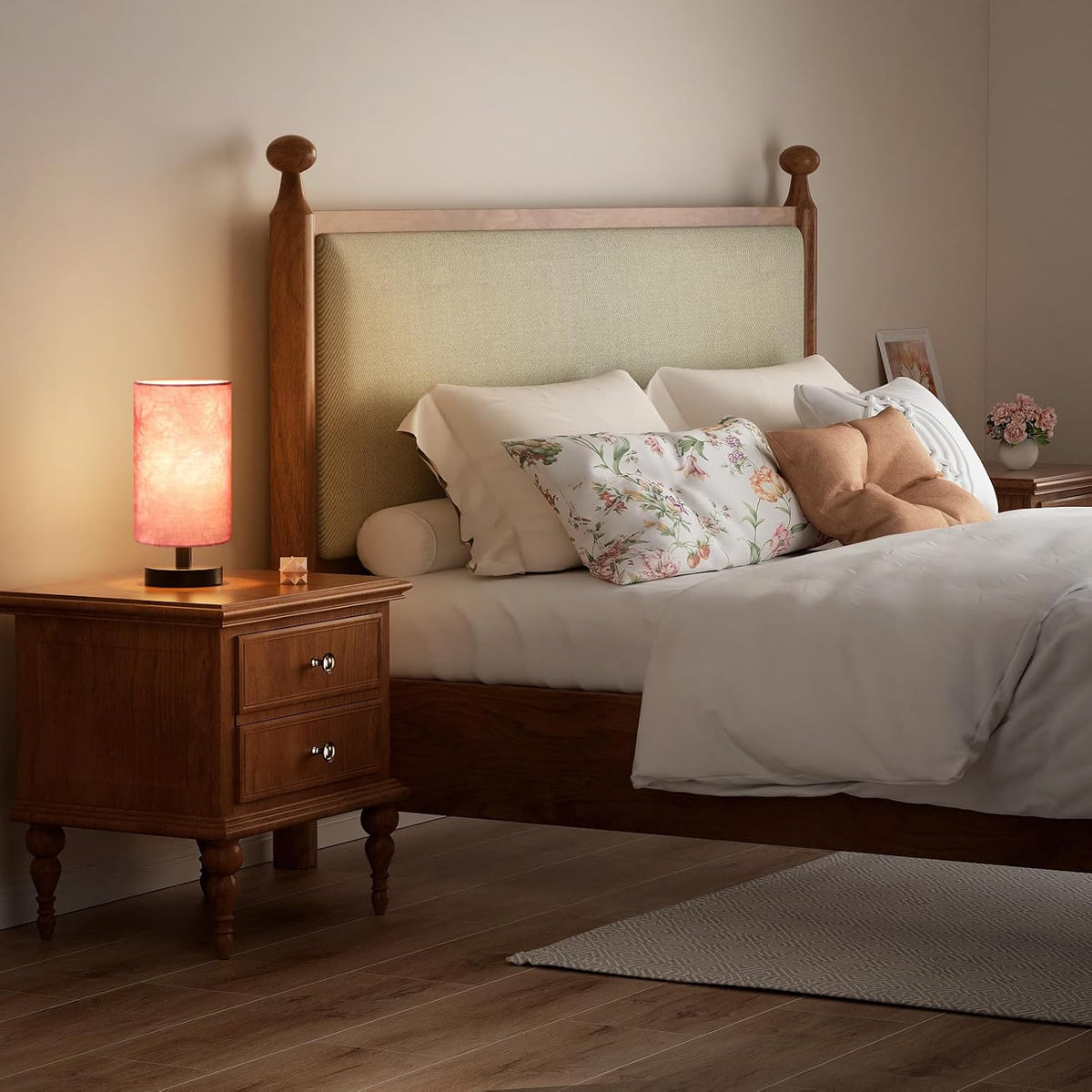Fenmzee 9" Small Table Lamp for Bedroom - Inline Control with 3000K Bulb