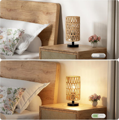 Fenmzee 9" Small Table Lamp for Bedroom - Inline Control with 3000K Bulb