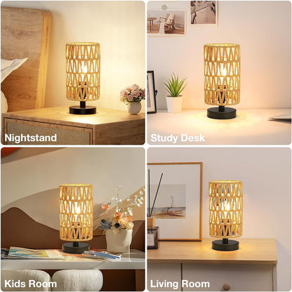 Fenmzee 9" Small Table Lamp for Bedroom - Inline Control with 3000K Bulb
