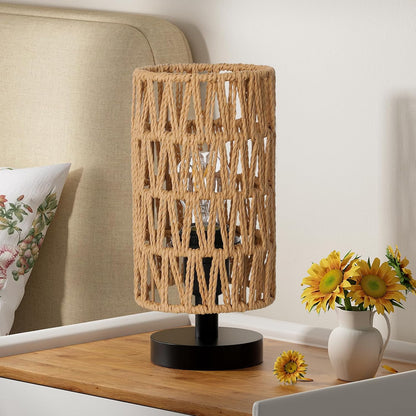 Fenmzee 9" Small Table Lamp for Bedroom - Inline Control with 3000K Bulb