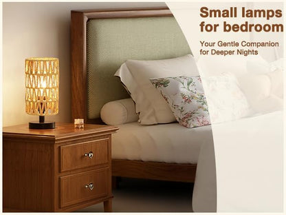 Fenmzee 9" Small Table Lamp for Bedroom - Inline Control with 3000K Bulb