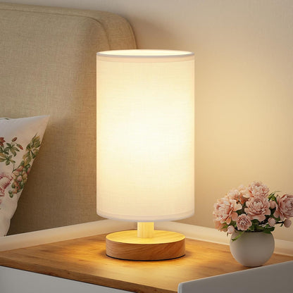 Fenmzee 9" Small Table Lamp for Bedroom - Inline Control with 3000K Bulb