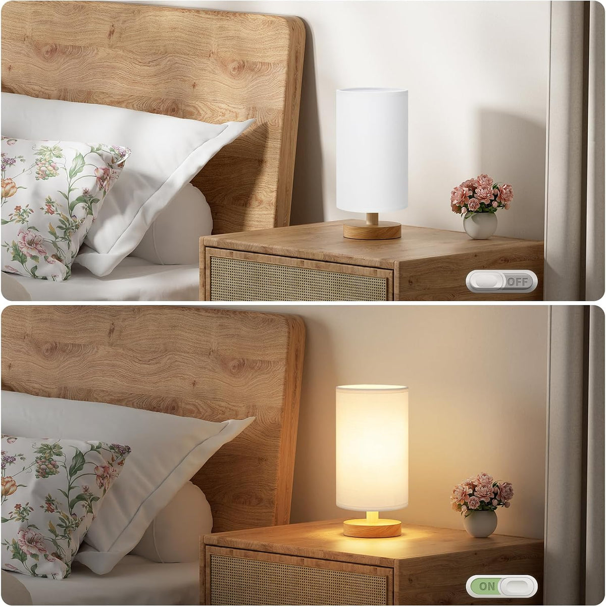 Fenmzee 9" Small Table Lamp for Bedroom - Inline Control with 3000K Bulb