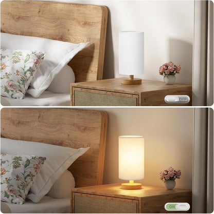 Fenmzee 9" Small Table Lamp for Bedroom - Inline Control with 3000K Bulb