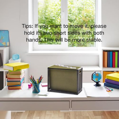 Desk Hanging File Organizer with 5 Folders, Mesh Metal Letter-Size Desktop File Holder Box for Filing Folder Storage Basket, 1 Pack Black, 12.2 x 9.45 x 5.45 inches