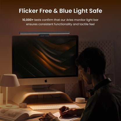 Monitor Light Bar, Computer Monitor Lamp for Home Office Gaming, 250LM No Glare Eye-Care LED Screen Bar, Touch Control USB Reading Desk Lamp with Stepless Dimming for Flat & Curved Monitor