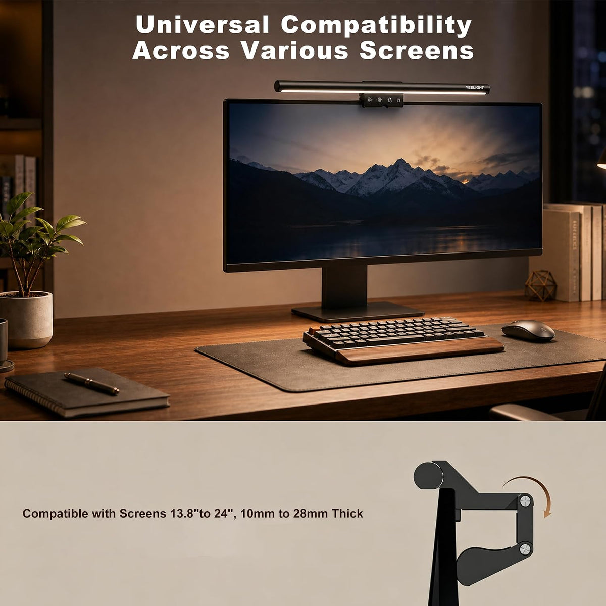 Monitor Light Bar, Computer Monitor Lamp for Home Office Gaming, 250LM No Glare Eye-Care LED Screen Bar, Touch Control USB Reading Desk Lamp with Stepless Dimming for Flat & Curved Monitor
