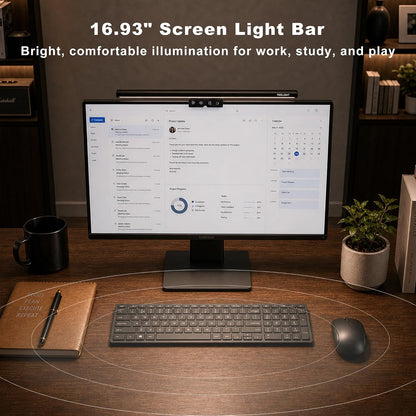 Monitor Light Bar, Computer Monitor Lamp for Home Office Gaming, 250LM No Glare Eye-Care LED Screen Bar, Touch Control USB Reading Desk Lamp with Stepless Dimming for Flat & Curved Monitor