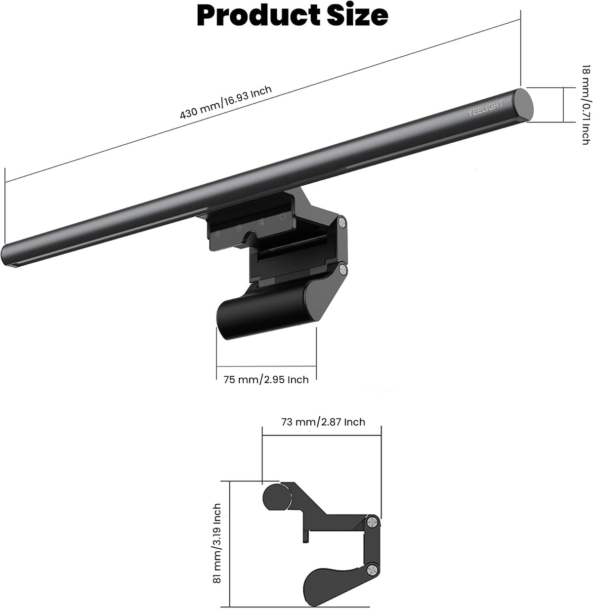 Monitor Light Bar, Computer Monitor Lamp for Home Office Gaming, 250LM No Glare Eye-Care LED Screen Bar, Touch Control USB Reading Desk Lamp with Stepless Dimming for Flat & Curved Monitor