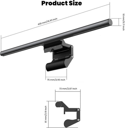 Monitor Light Bar, Computer Monitor Lamp for Home Office Gaming, 250LM No Glare Eye-Care LED Screen Bar, Touch Control USB Reading Desk Lamp with Stepless Dimming for Flat & Curved Monitor