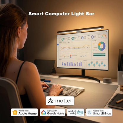Monitor Light Bar, Computer Monitor Lamp for Home Office Gaming, 250LM No Glare Eye-Care LED Screen Bar, Touch Control USB Reading Desk Lamp with Stepless Dimming for Flat & Curved Monitor