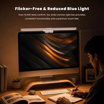 Monitor Light Bar, Computer Monitor Lamp for Home Office Gaming, 250LM No Glare Eye-Care LED Screen Bar, Touch Control USB Reading Desk Lamp with Stepless Dimming for Flat & Curved Monitor