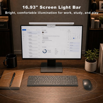 Monitor Light Bar, Computer Monitor Lamp for Home Office Gaming, 250LM No Glare Eye-Care LED Screen Bar, Touch Control USB Reading Desk Lamp with Stepless Dimming for Flat & Curved Monitor