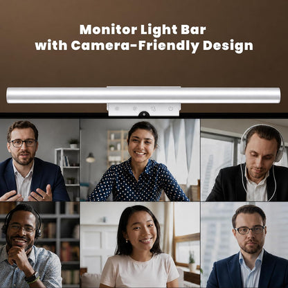 Monitor Light Bar, Computer Monitor Lamp for Home Office Gaming, 250LM No Glare Eye-Care LED Screen Bar, Touch Control USB Reading Desk Lamp with Stepless Dimming for Flat & Curved Monitor