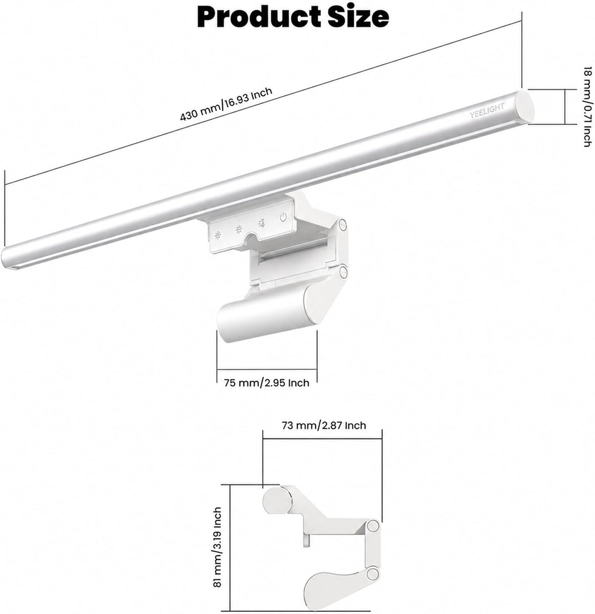 Monitor Light Bar, Computer Monitor Lamp for Home Office Gaming, 250LM No Glare Eye-Care LED Screen Bar, Touch Control USB Reading Desk Lamp with Stepless Dimming for Flat & Curved Monitor