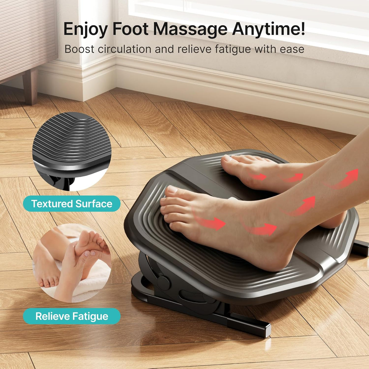 Footrest for Under Desk with Massage, Adjustable Tilt, Steel Base