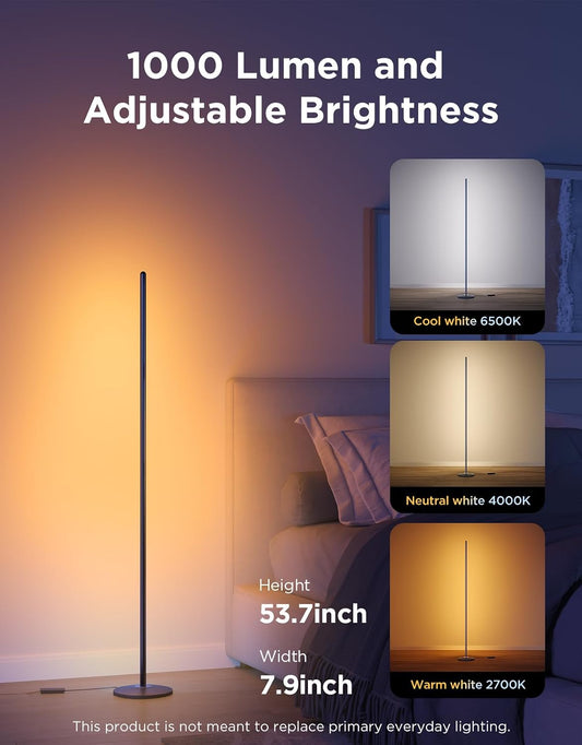 RGBIC Floor Lamp Basic, 1000lm LED Corner Lamp, Black