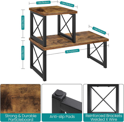 Wood Desktop Shelf, 2 Tier Adjustable Small Bookshelf Organizer
