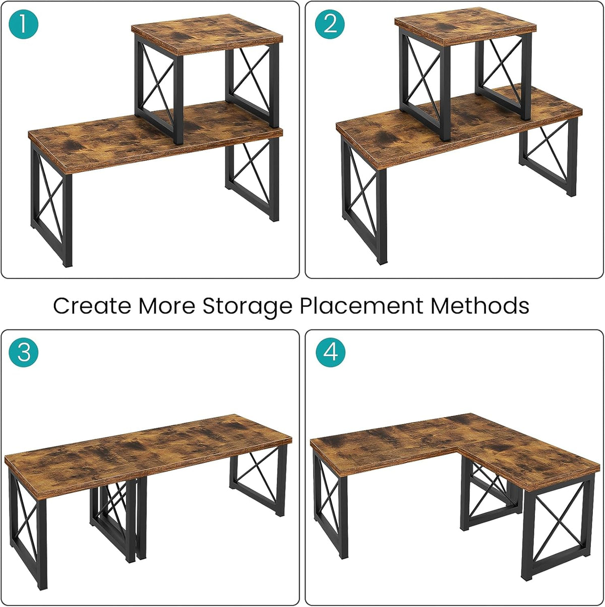 Wood Desktop Shelf, 2 Tier Adjustable Small Bookshelf Organizer