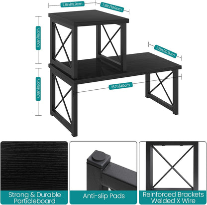 Wood Desktop Shelf, 2 Tier Adjustable Small Bookshelf Organizer