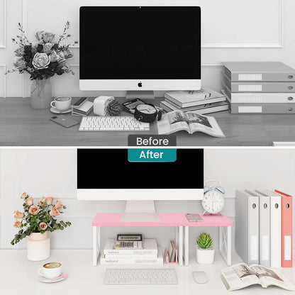 Wood Desktop Shelf, 2 Tier Adjustable Small Bookshelf Organizer