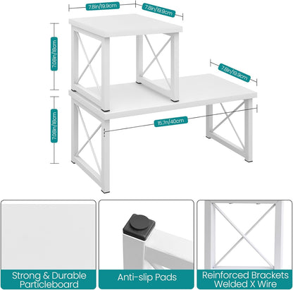 Wood Desktop Shelf, 2 Tier Adjustable Small Bookshelf Organizer