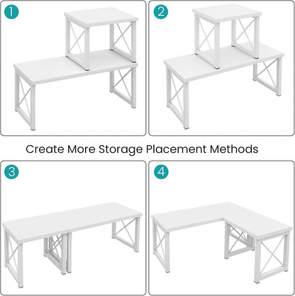 Wood Desktop Shelf, 2 Tier Adjustable Small Bookshelf Organizer
