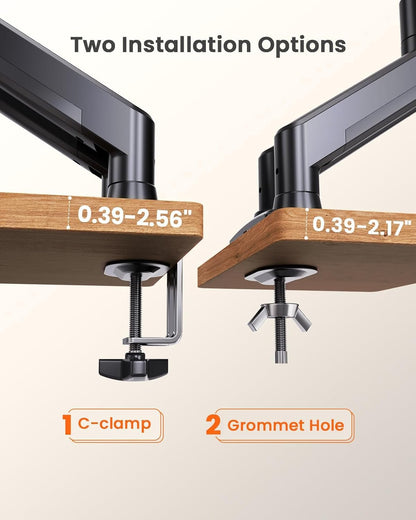 Dual Monitor Stand up to 33 inches Screen, Load-Bearing Max 22 lbs Each Arm, Adjustable Dual Monitor Mount, Sturdy Steel vesa Monitor Mount with Stable VESA 75x75 100x100mm