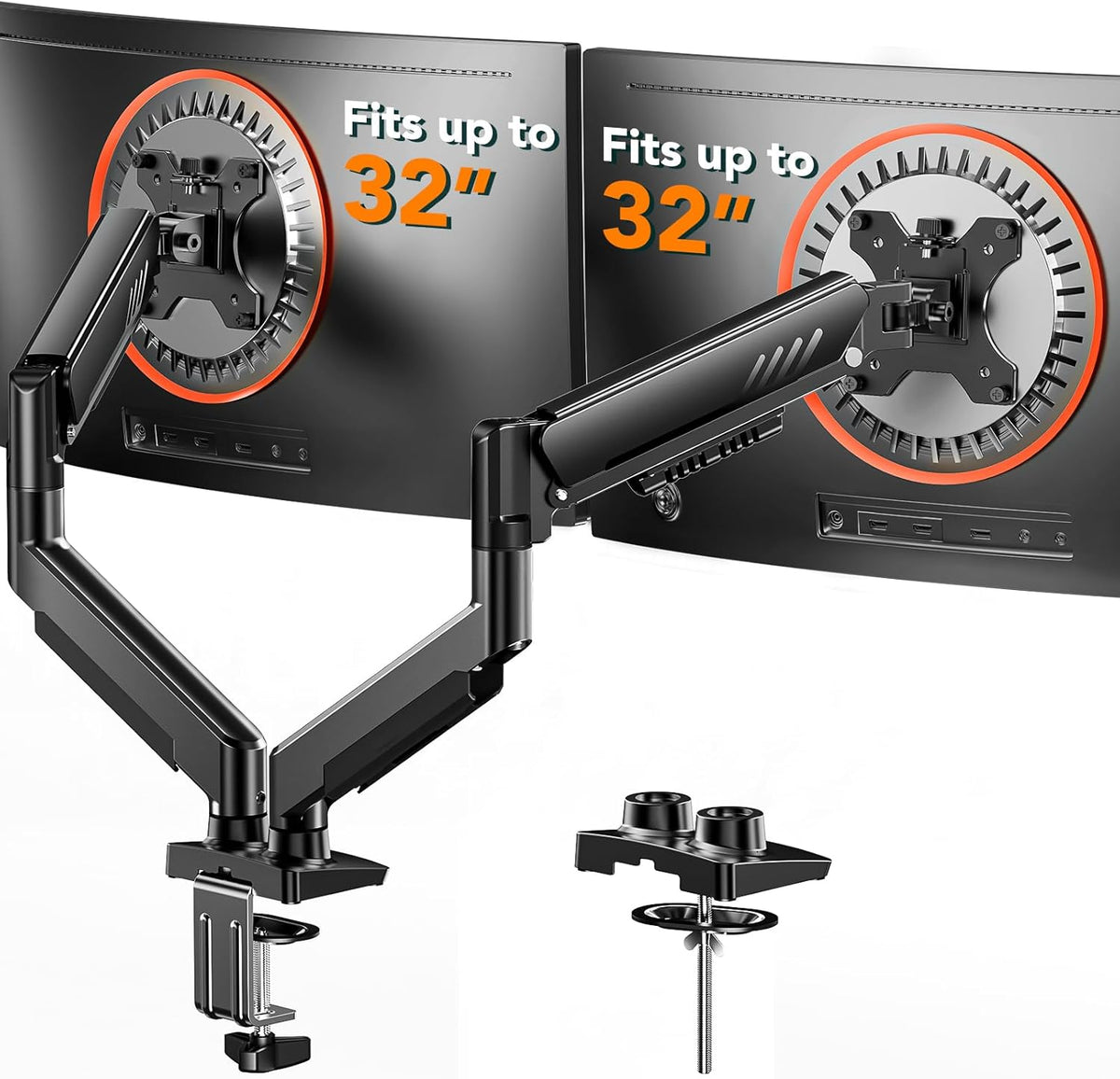Dual Monitor Stand up to 33 inches Screen, Load-Bearing Max 22 lbs Each Arm, Adjustable Dual Monitor Mount, Sturdy Steel vesa Monitor Mount with Stable VESA 75x75 100x100mm