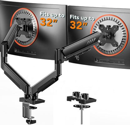 Dual Monitor Stand up to 33 inches Screen, Load-Bearing Max 22 lbs Each Arm, Adjustable Dual Monitor Mount, Sturdy Steel vesa Monitor Mount with Stable VESA 75x75 100x100mm