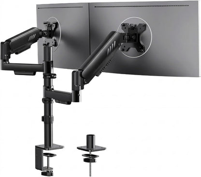 Dual Monitor Stand up to 33 inches Screen, Load-Bearing Max 22 lbs Each Arm, Adjustable Dual Monitor Mount, Sturdy Steel vesa Monitor Mount with Stable VESA 75x75 100x100mm