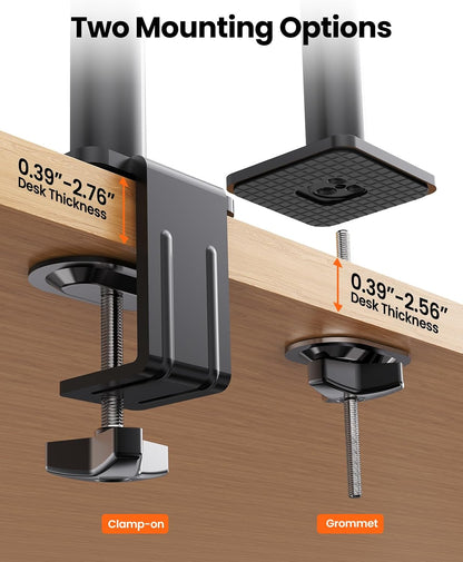 Dual Monitor Stand up to 33 inches Screen, Load-Bearing Max 22 lbs Each Arm, Adjustable Dual Monitor Mount, Sturdy Steel vesa Monitor Mount with Stable VESA 75x75 100x100mm