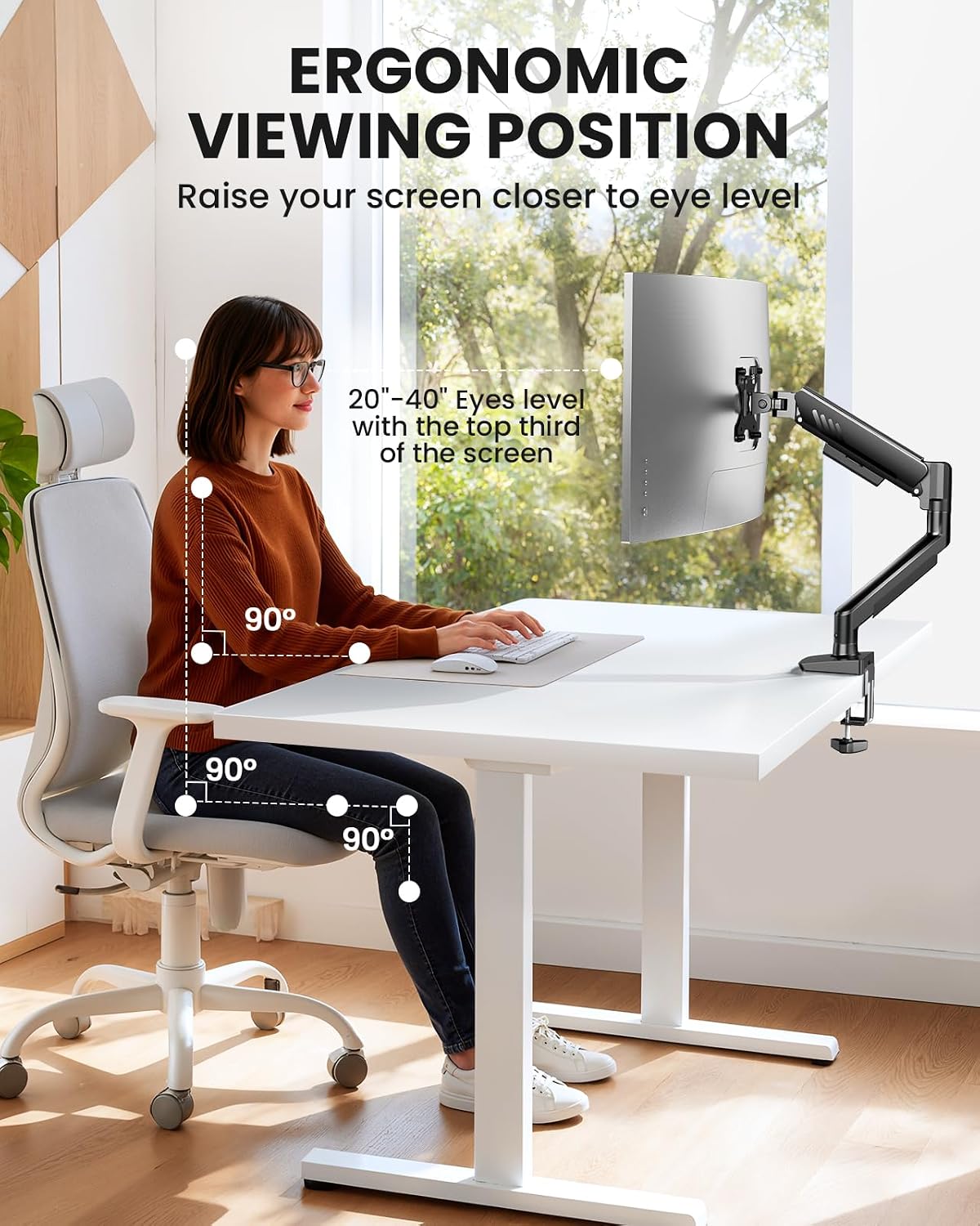 Dual Monitor Stand up to 33 inches Screen, Load-Bearing Max 22 lbs Each Arm, Adjustable Dual Monitor Mount, Sturdy Steel vesa Monitor Mount with Stable VESA 75x75 100x100mm