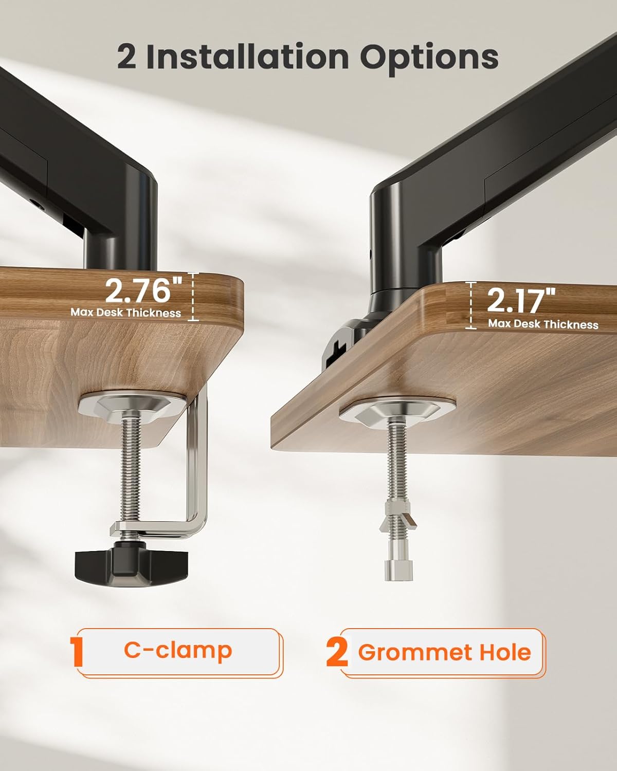 Dual Monitor Stand up to 33 inches Screen, Load-Bearing Max 22 lbs Each Arm, Adjustable Dual Monitor Mount, Sturdy Steel vesa Monitor Mount with Stable VESA 75x75 100x100mm