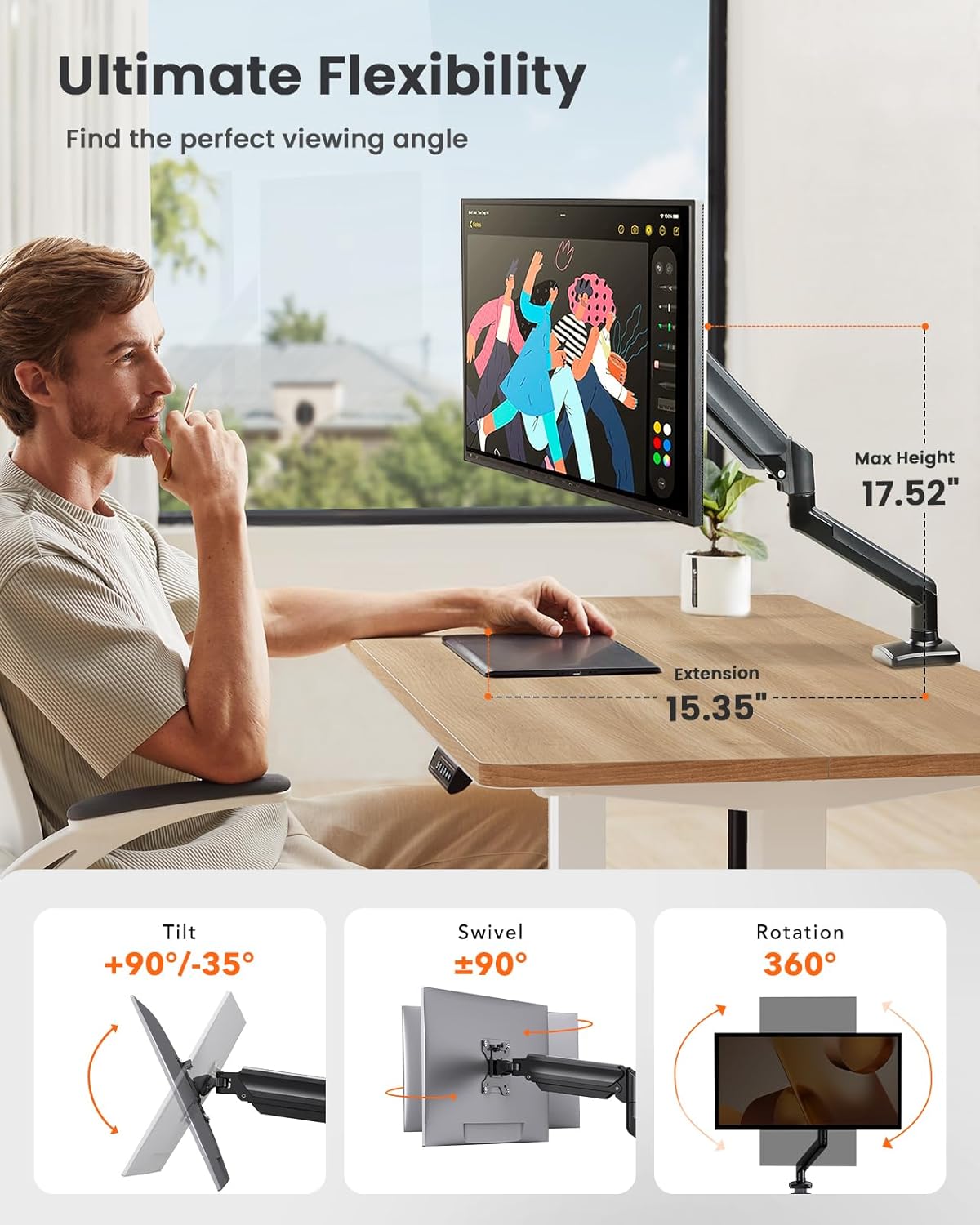 Dual Monitor Stand up to 33 inches Screen, Load-Bearing Max 22 lbs Each Arm, Adjustable Dual Monitor Mount, Sturdy Steel vesa Monitor Mount with Stable VESA 75x75 100x100mm