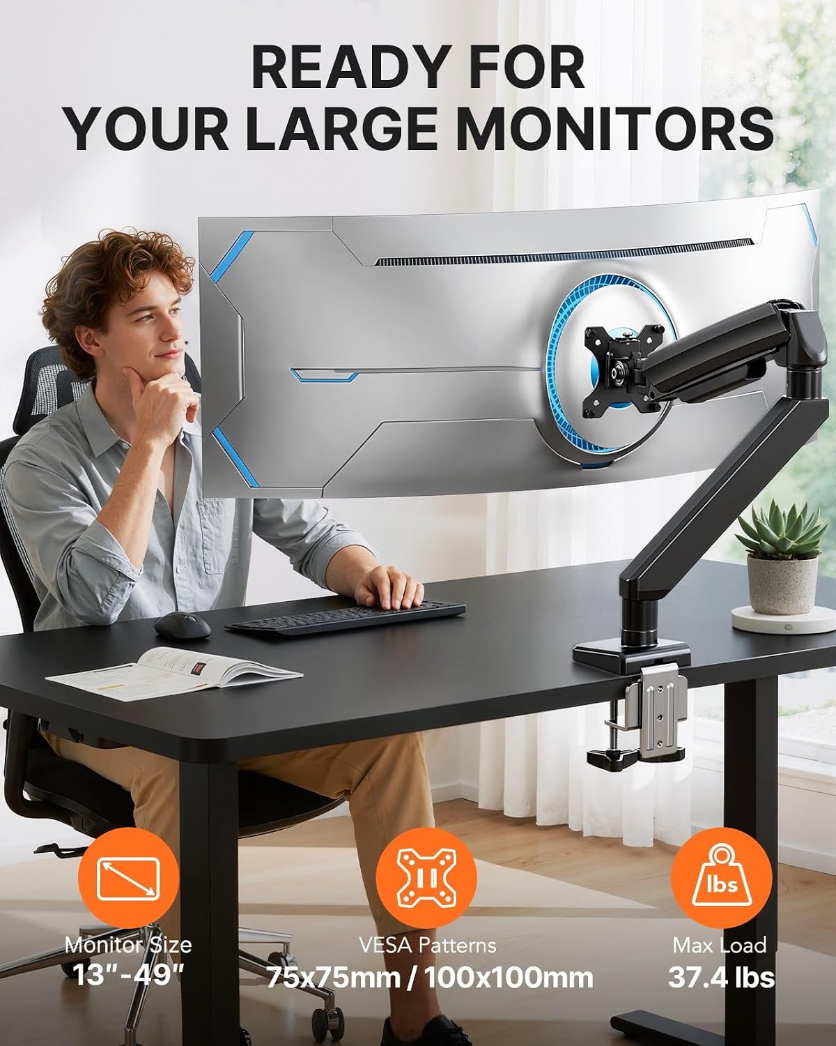 Dual Monitor Stand up to 33 inches Screen, Load-Bearing Max 22 lbs Each Arm, Adjustable Dual Monitor Mount, Sturdy Steel vesa Monitor Mount with Stable VESA 75x75 100x100mm