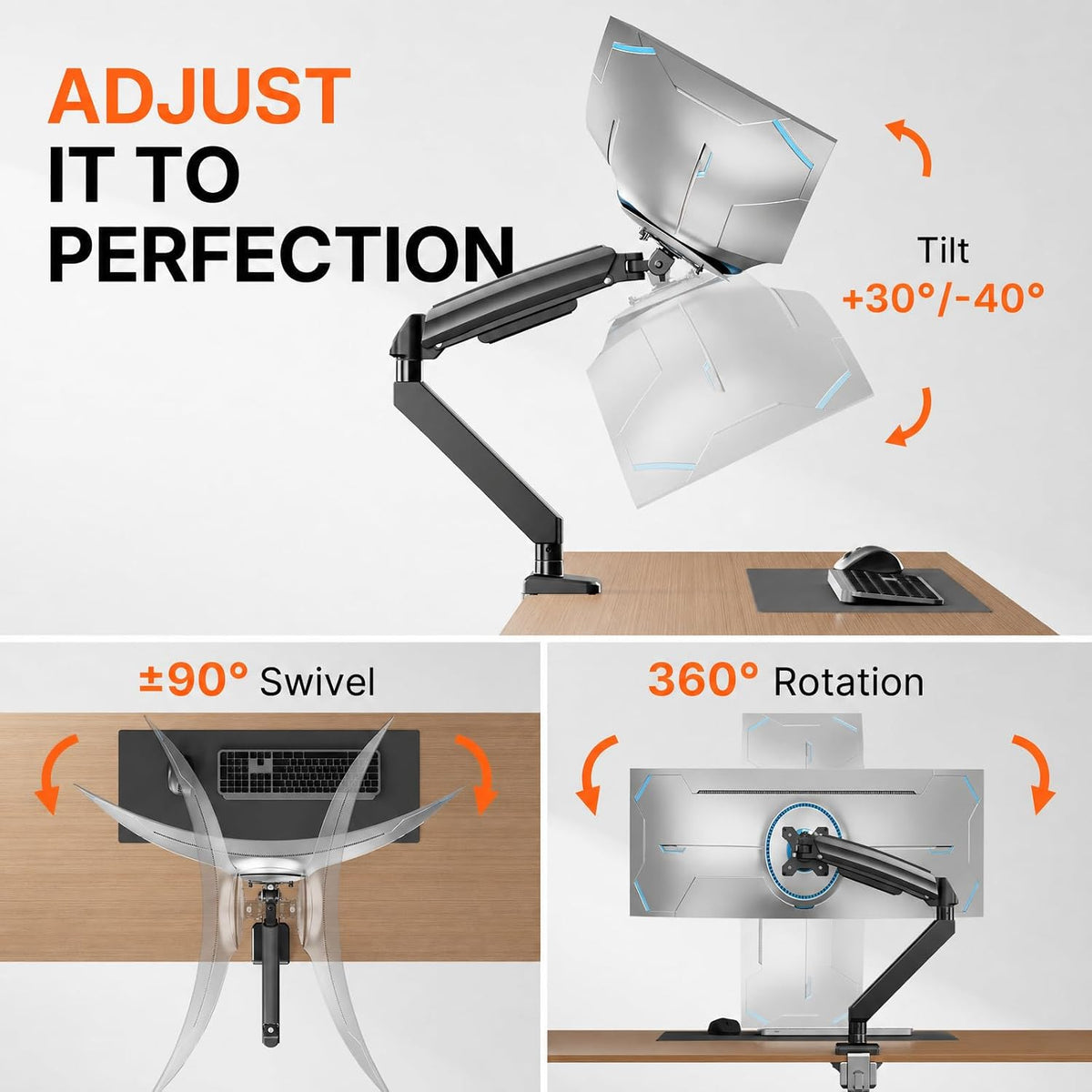 Dual Monitor Stand up to 33 inches Screen, Load-Bearing Max 22 lbs Each Arm, Adjustable Dual Monitor Mount, Sturdy Steel vesa Monitor Mount with Stable VESA 75x75 100x100mm