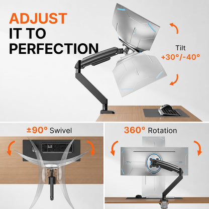 Dual Monitor Stand up to 33 inches Screen, Load-Bearing Max 22 lbs Each Arm, Adjustable Dual Monitor Mount, Sturdy Steel vesa Monitor Mount with Stable VESA 75x75 100x100mm